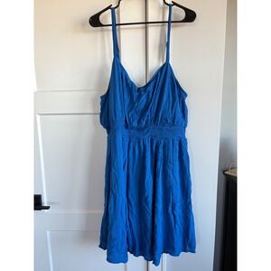 Torrid Blue Smocked Waist Spaghetti Strap Summer Dress Size 3